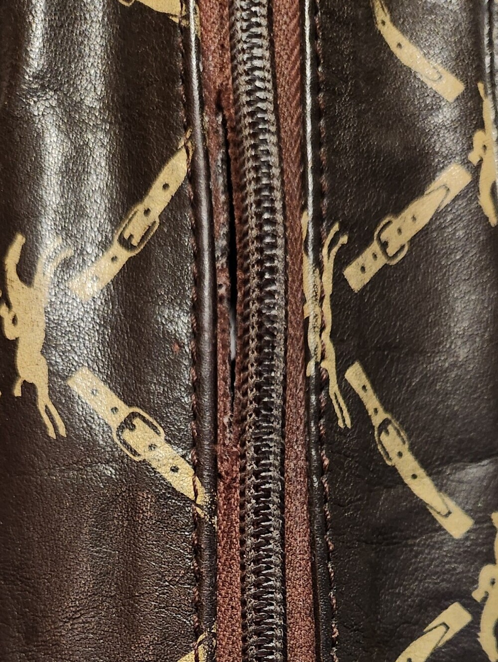 Longchamp Monogram Leather Crossbody Bag Dark Brown Horse Print - Picture 15 of 16